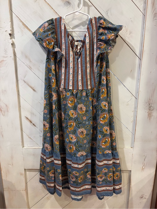 Matilda Jane Dresses & Skirts - Matilda Jane Striped Floral Tie-Neck Dress in Blue & Rust